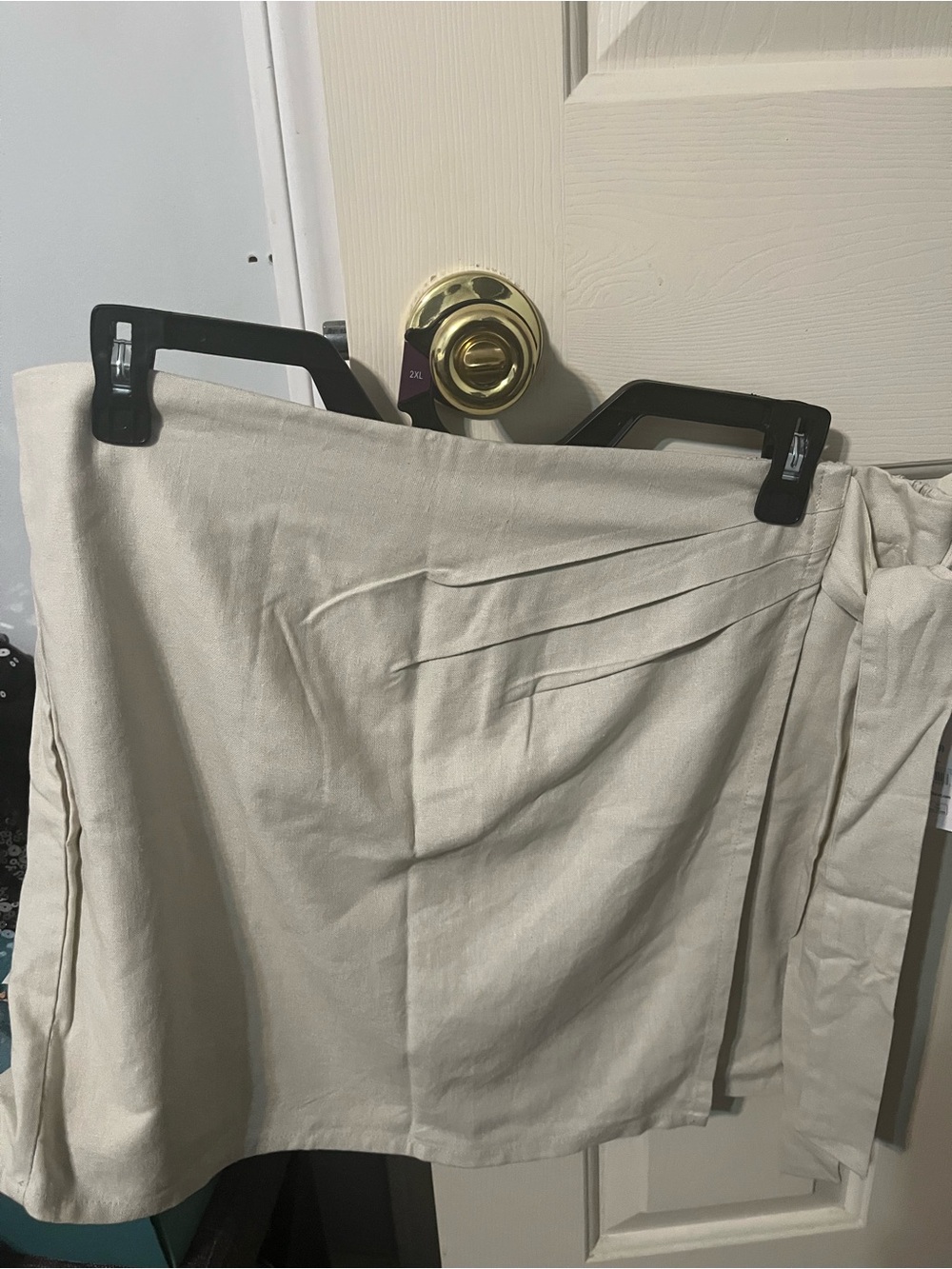 Beige Wrap Skort with Pleated Detail